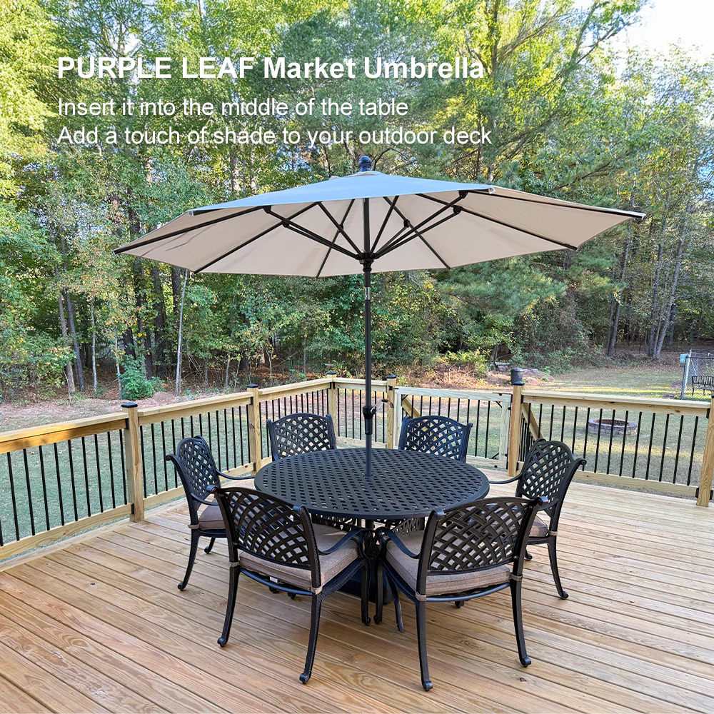 PURPLE LEAF Porch Table Umbrella with Crank and Tilt, Market Patio Umbrella - Image 238