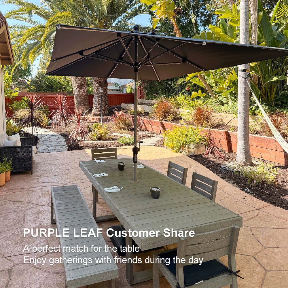 PURPLE LEAF Porch Table Umbrella with Crank and Tilt, Market Patio Umbrella - Image 239