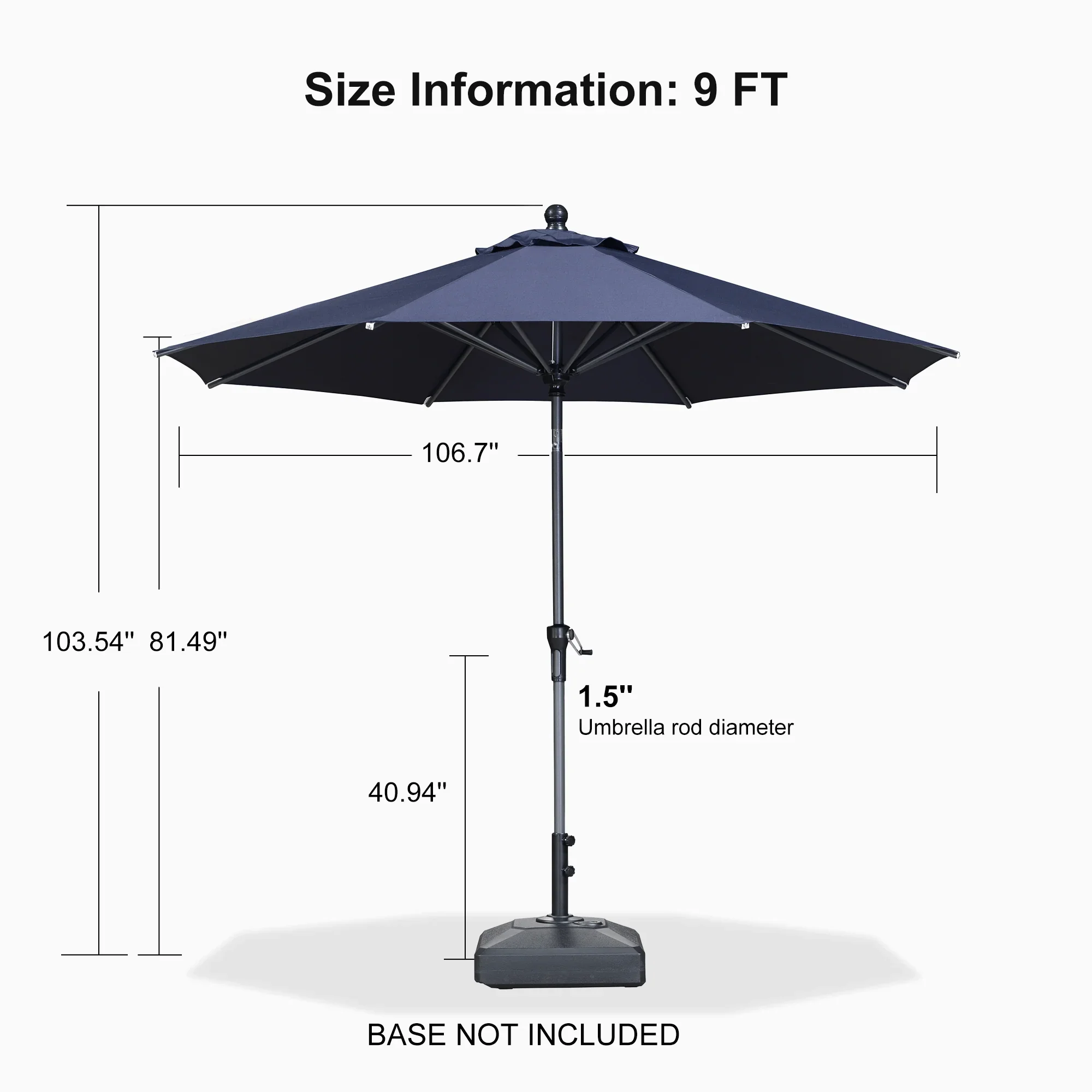 PURPLE LEAF Porch Table Umbrella with Crank and Tilt, Market Patio Umbrella - Image 29