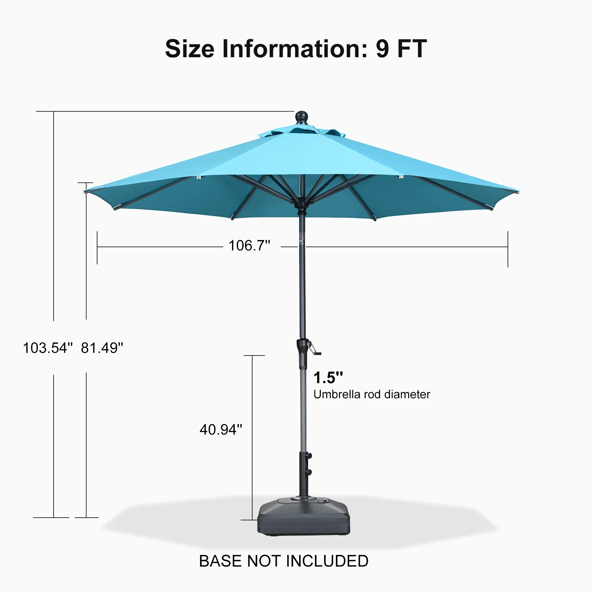 PURPLE LEAF Porch Table Umbrella with Crank and Tilt, Market Patio Umbrella - Image 31