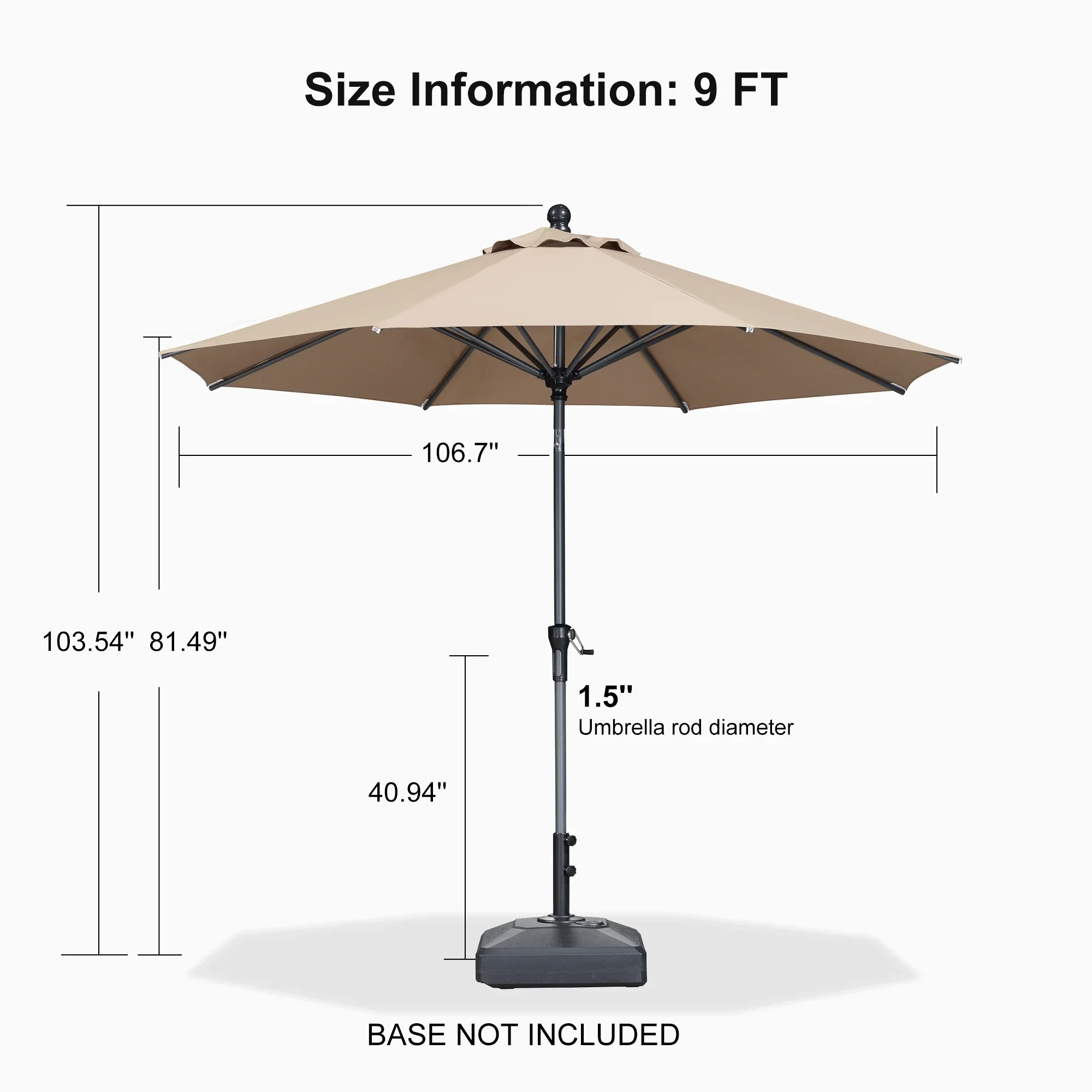 PURPLE LEAF Porch Table Umbrella with Crank and Tilt, Market Patio Umbrella - Image 38
