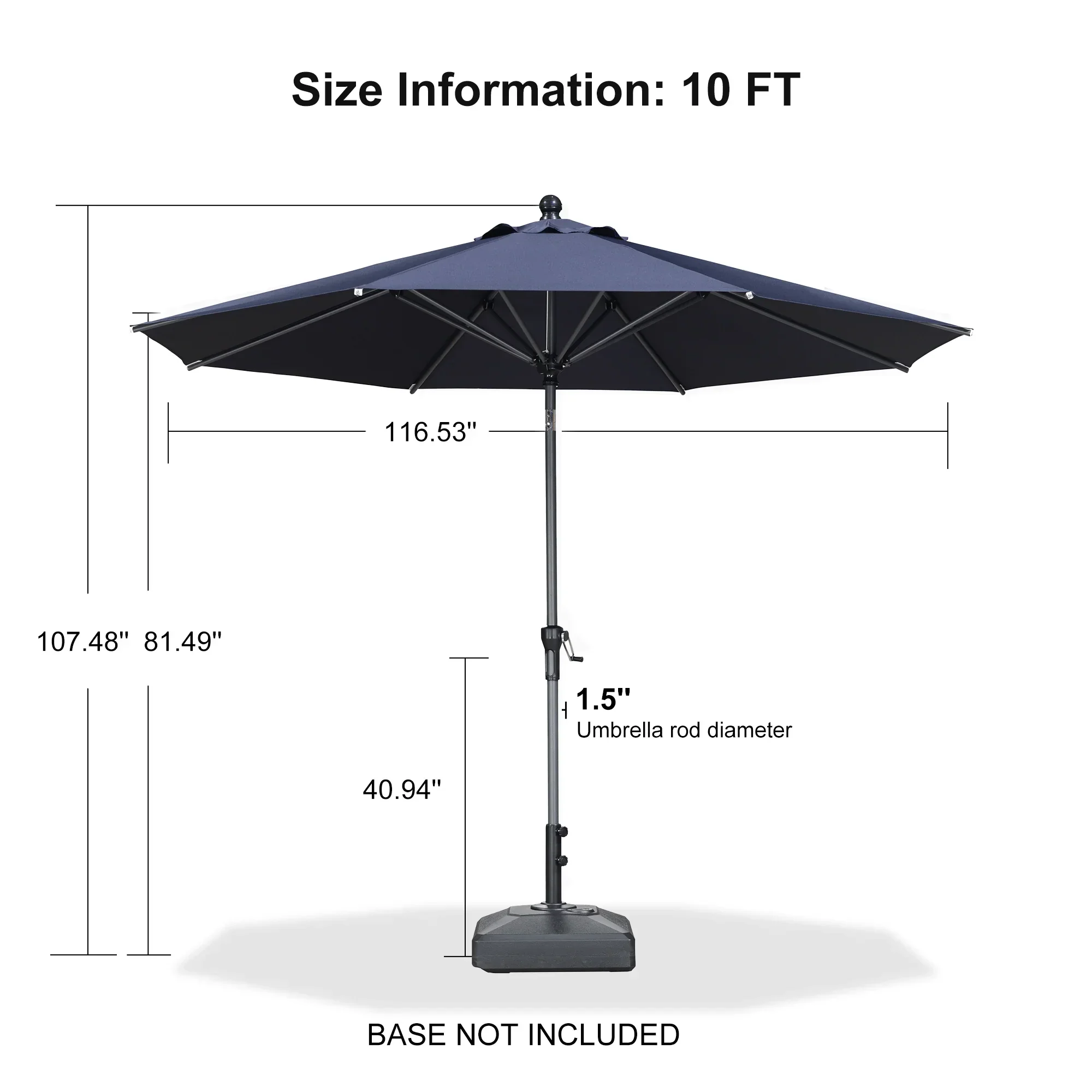 PURPLE LEAF Porch Table Umbrella with Crank and Tilt, Market Patio Umbrella - Image 41