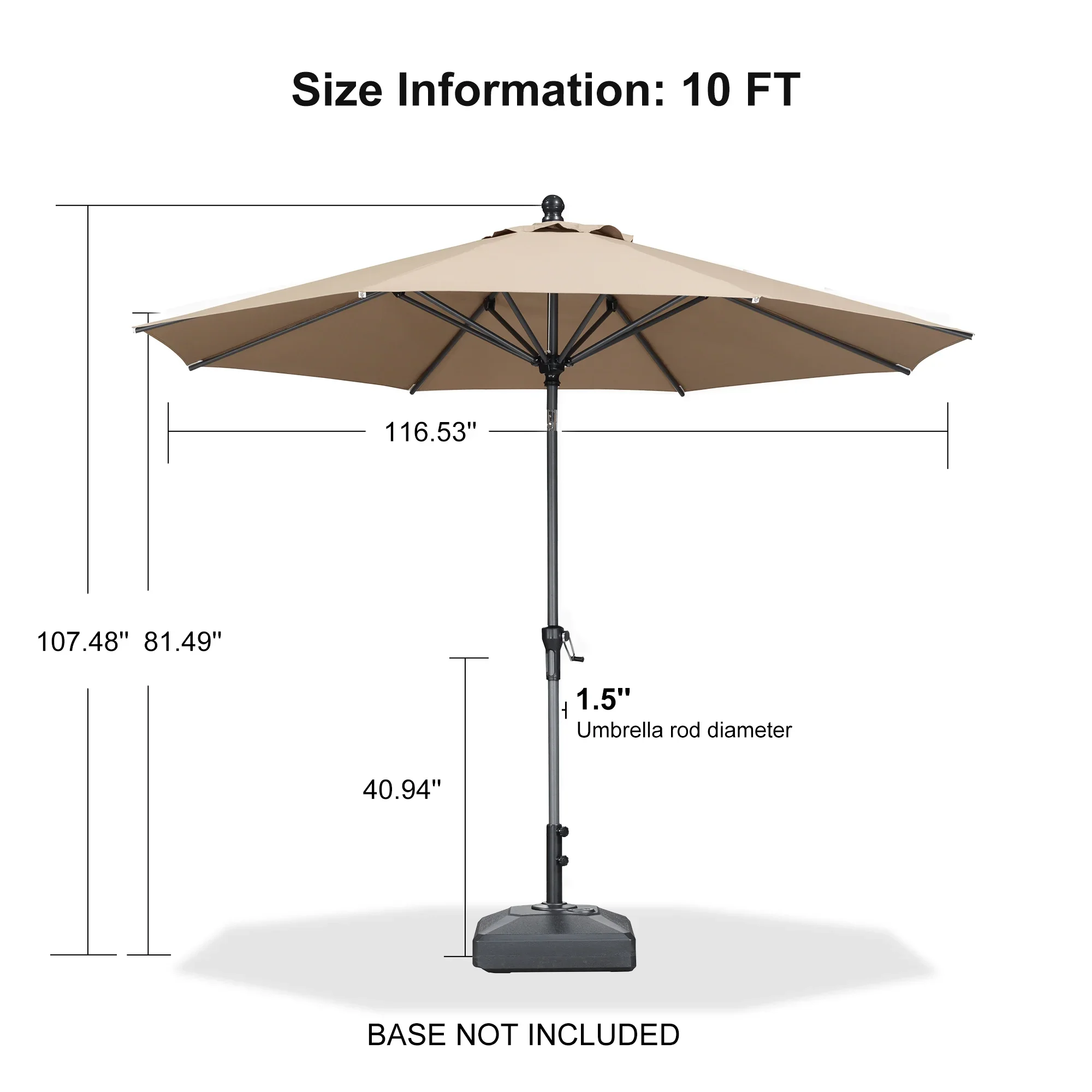 PURPLE LEAF Porch Table Umbrella with Crank and Tilt, Market Patio Umbrella - Image 47