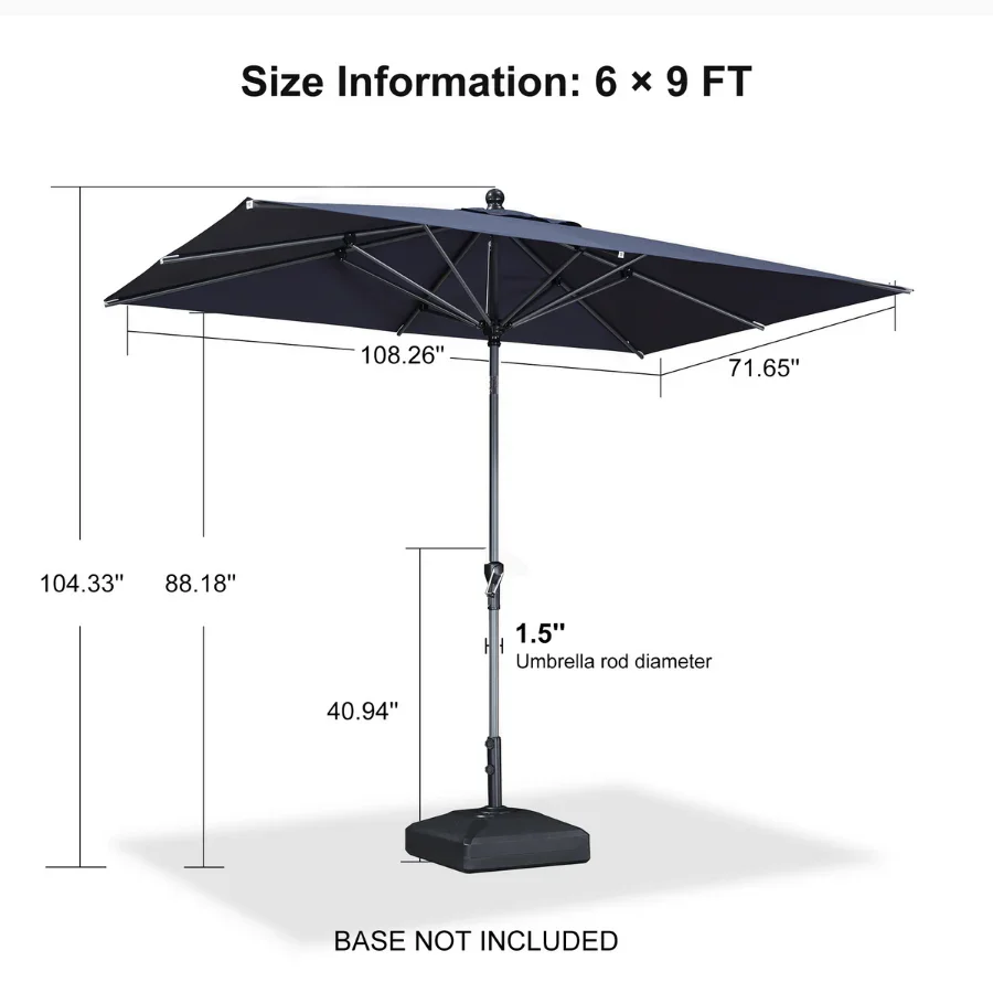 PURPLE LEAF Porch Table Umbrella with Crank and Tilt, Market Patio Umbrella - Image 49