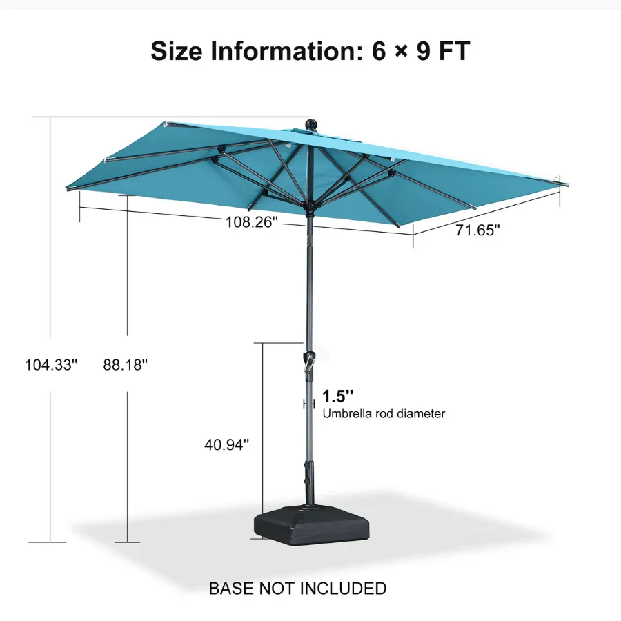 PURPLE LEAF Porch Table Umbrella with Crank and Tilt, Market Patio Umbrella - Image 53
