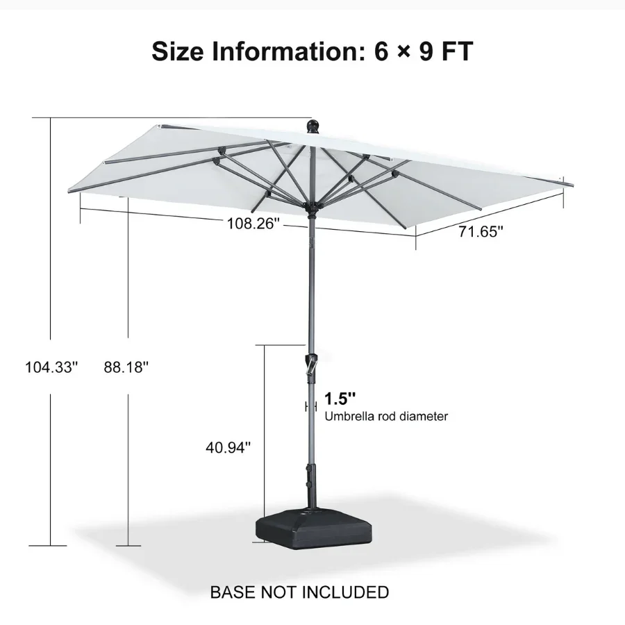 PURPLE LEAF Porch Table Umbrella with Crank and Tilt, Market Patio Umbrella - Image 56
