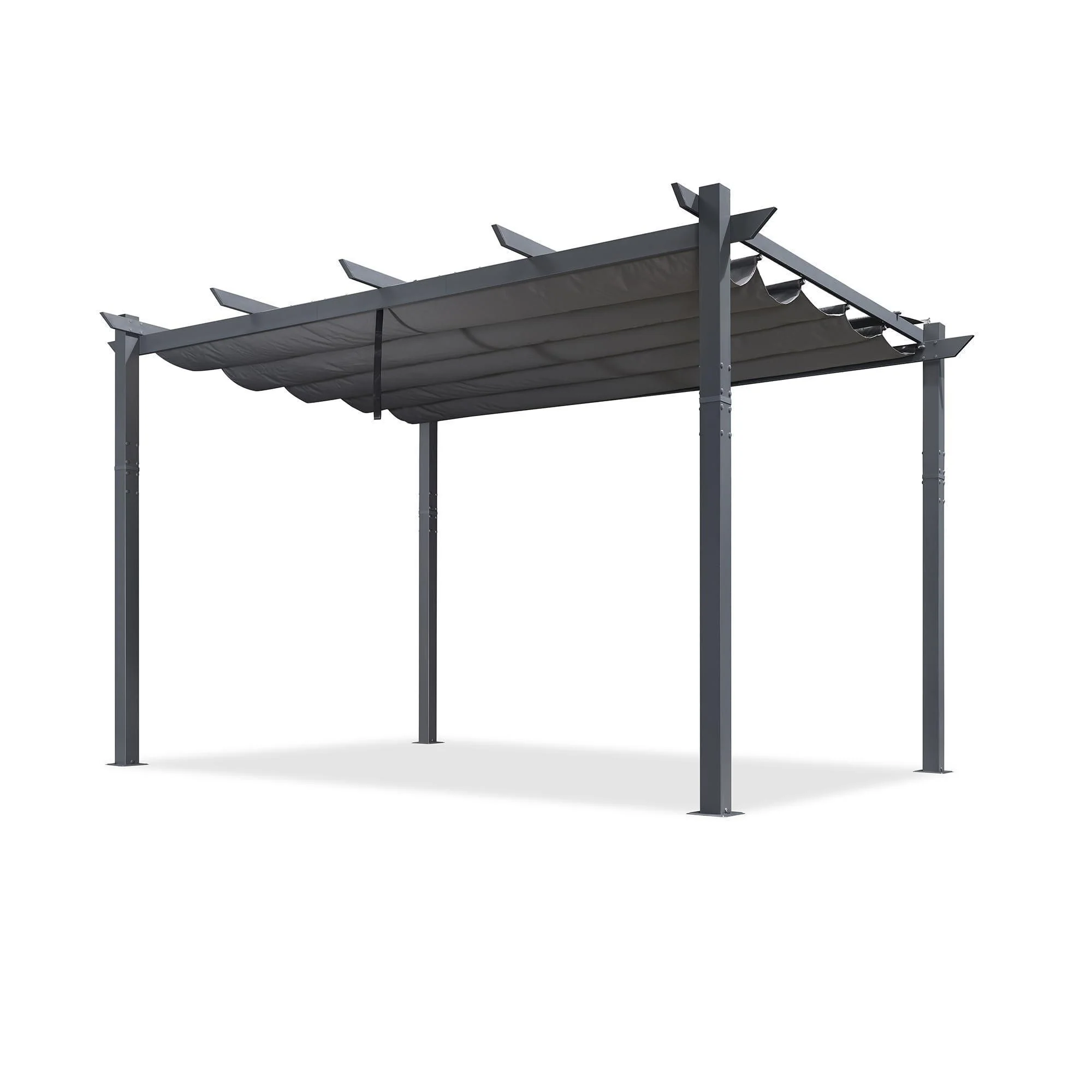 PURPLE LEAF Patio Retractable Pergola with Shade Canopy Modern Grill Gazebo Metal Shelter Pavilion for Porch Deck Garden Backyard Outdoor Pergola, Grey - Image 8