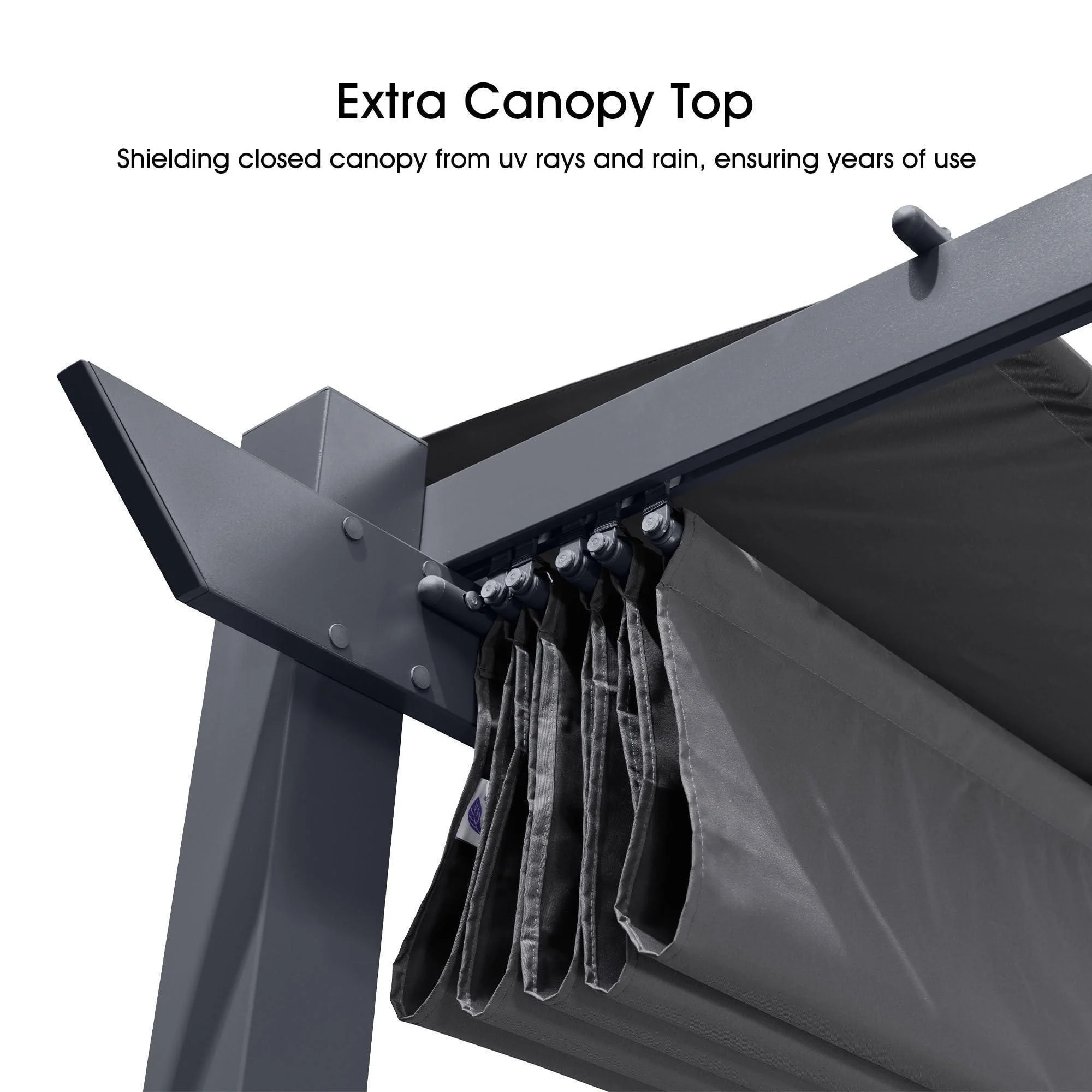 PURPLE LEAF Patio Retractable Pergola with Shade Canopy Modern Grill Gazebo Metal Shelter Pavilion for Porch Deck Garden Backyard Outdoor Pergola, Grey - Image 9