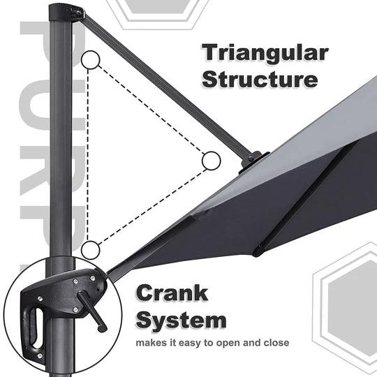 PURPLE LEAF Cantilever Garden Patio Umbrella with Free Umbrella Cover - Image 31