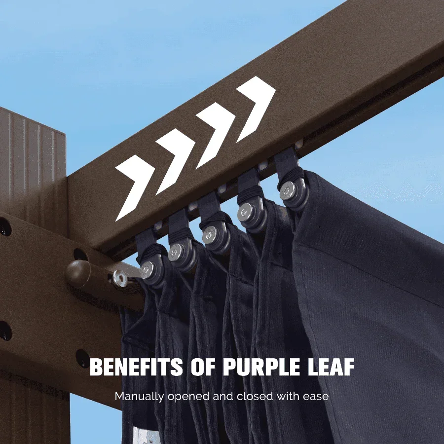 PURPLE LEAF Pergola Outdoor Retractable Metal Pergola with Canopy Patio Pergola with Shade Cover for Garden Pool Yard Beach Deck - Image 16