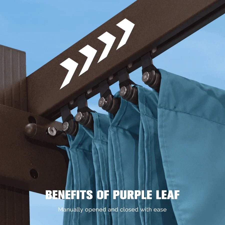 PURPLE LEAF Pergola Outdoor Retractable Metal Pergola with Canopy Patio Pergola with Shade Cover for Garden Pool Yard Beach Deck - Image 28