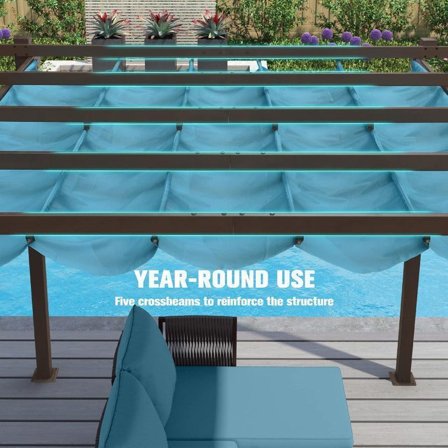 PURPLE LEAF Pergola Outdoor Retractable Metal Pergola with Canopy Patio Pergola with Shade Cover for Garden Pool Yard Beach Deck - Image 89