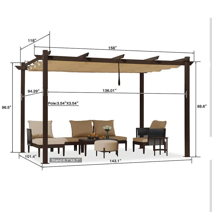 PURPLE LEAF Pergola Outdoor Retractable Metal Pergola with Canopy Patio Pergola with Shade Cover for Garden Pool Yard Beach Deck - Image 95