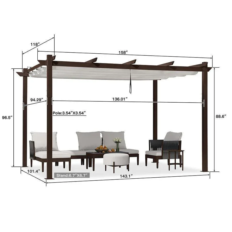 PURPLE LEAF Pergola Outdoor Retractable Metal Pergola with Canopy Patio Pergola with Shade Cover for Garden Pool Yard Beach Deck - Image 96