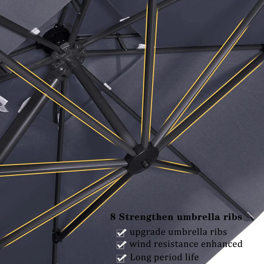 PURPLE LEAF Outdoor Patio Umbrella with Base, Cantilever Umbrellas for Garden, Grey - Image 118