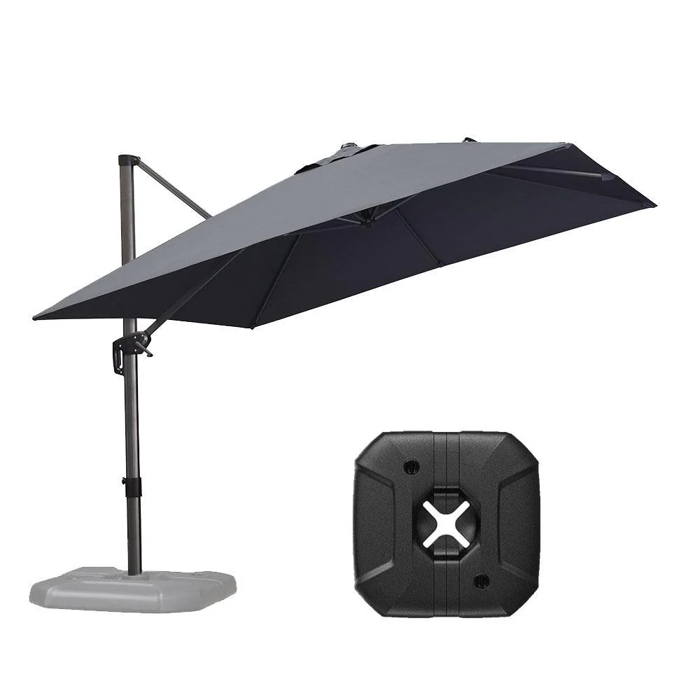 PURPLE LEAF Outdoor Patio Umbrella with Base, Cantilever Umbrellas for Garden, Grey - Image 126