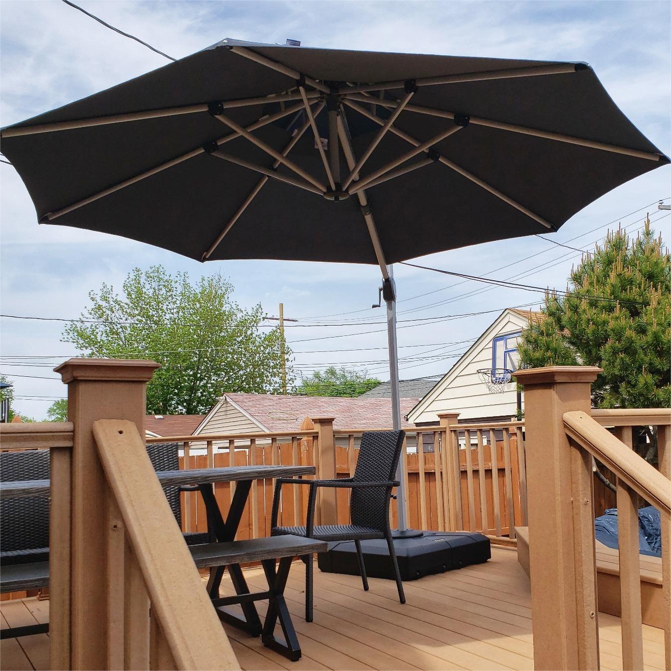 PURPLE LEAF Outdoor Patio Umbrella with Base, Cantilever Umbrellas for Garden, Grey - Image 131