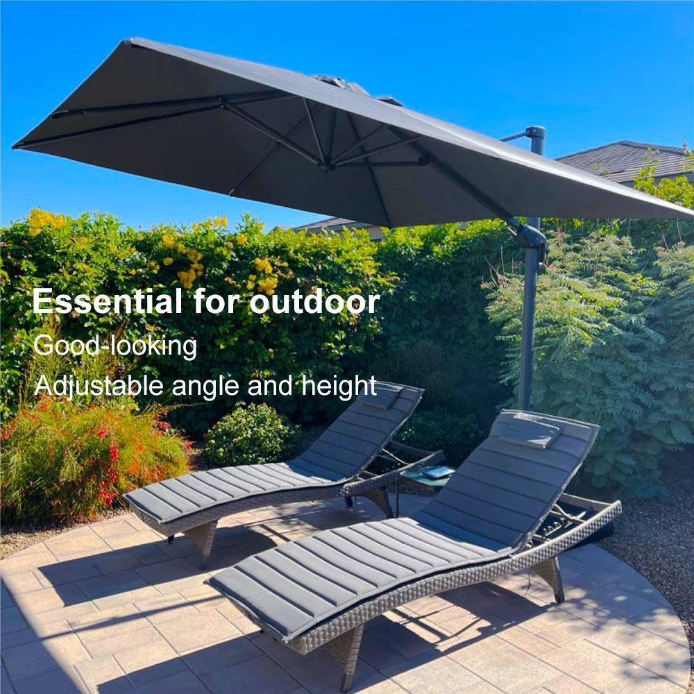 PURPLE LEAF Outdoor Patio Umbrella with Base, Cantilever Umbrellas for Garden, Grey - Image 146