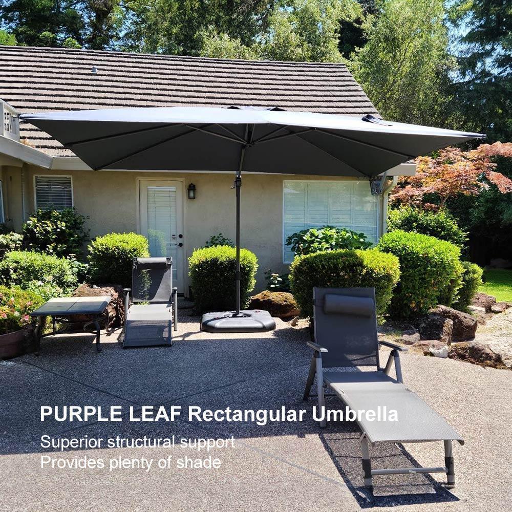 PURPLE LEAF Outdoor Patio Umbrella with Base, Cantilever Umbrellas for Garden, Grey - Image 150