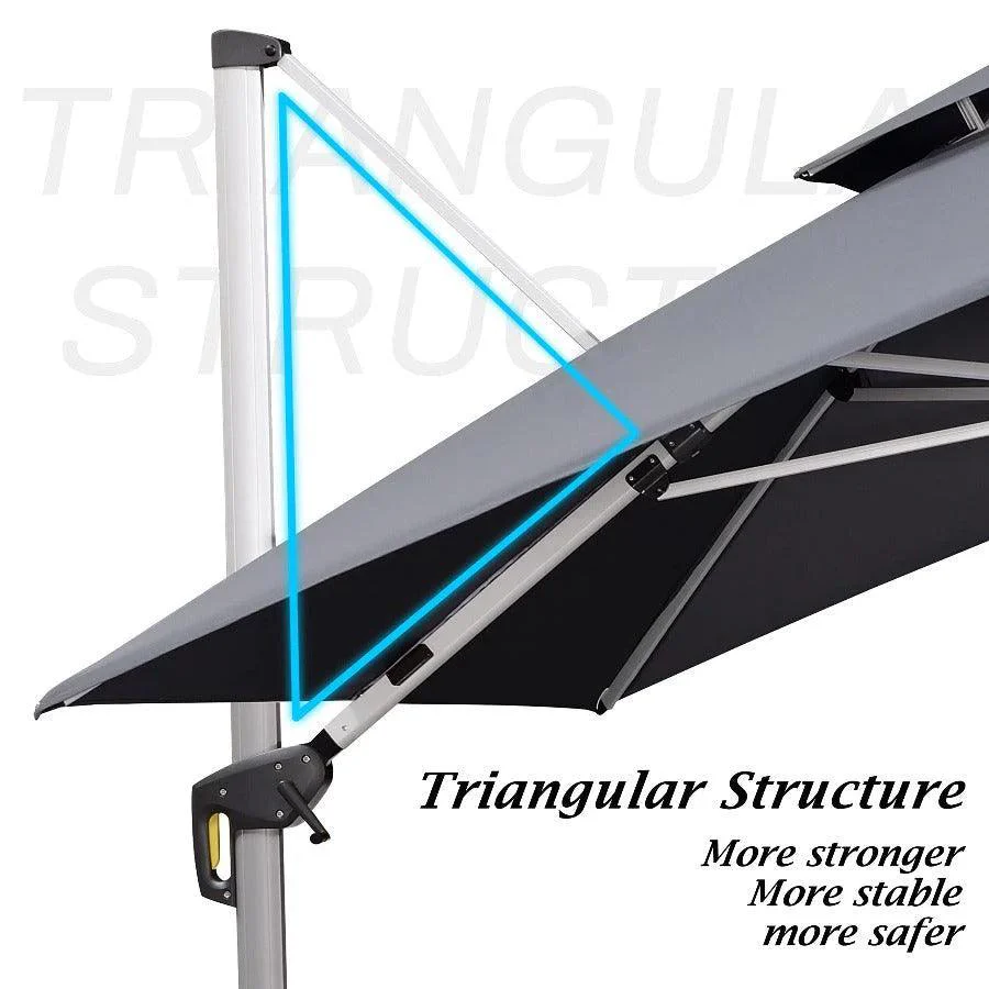 PURPLE LEAF Outdoor Patio Umbrella with Base, Cantilever Umbrellas for Garden, Grey - Image 68