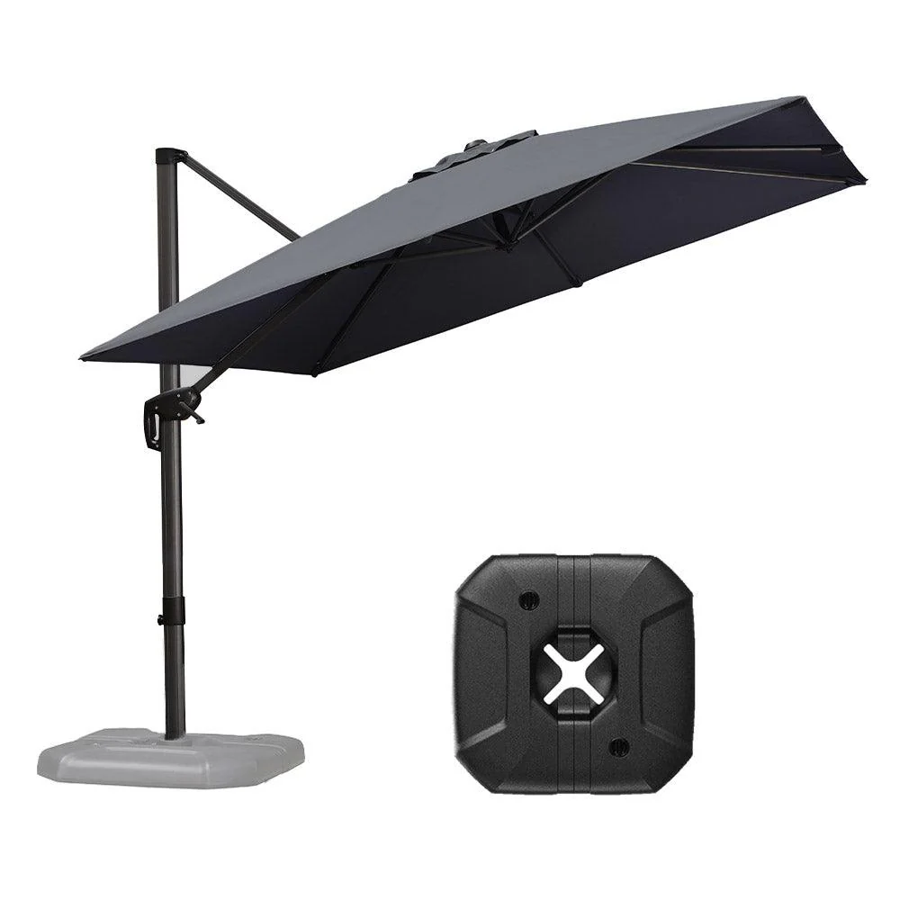 PURPLE LEAF Outdoor Patio Umbrella with Base, Cantilever Umbrellas for Garden, Grey - Image 8