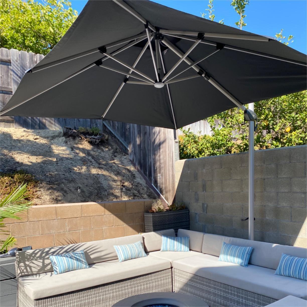 PURPLE LEAF Solar Powered Umbrella LED Rectangular Patio Umbrella with Lights - Image 62