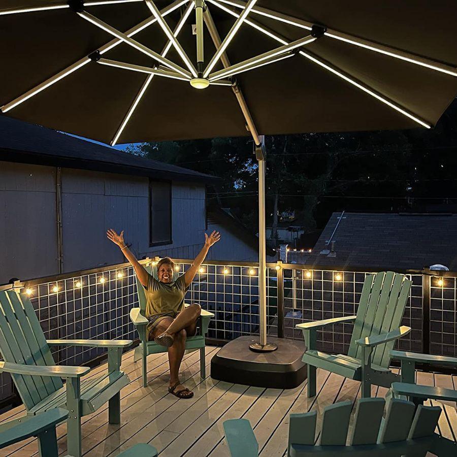 PURPLE LEAF Solar Powered Umbrella LED Rectangular Patio Umbrella with Lights - Image 8