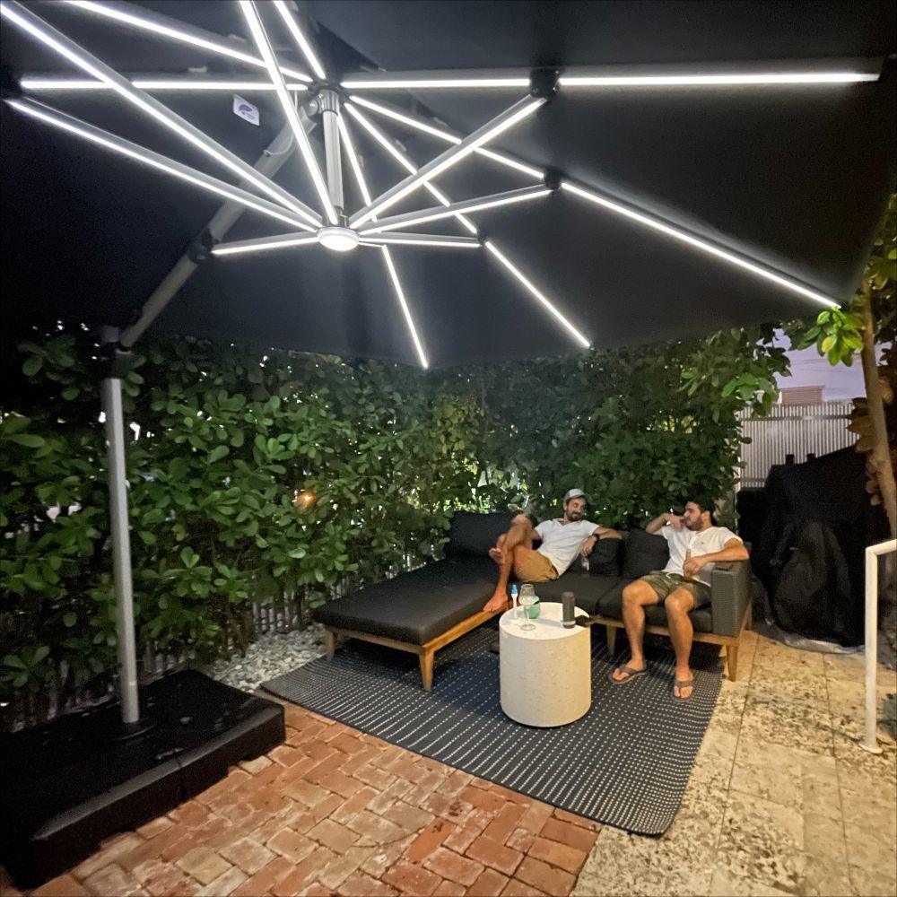 PURPLE LEAF Solar Powered Umbrella LED Rectangular Patio Umbrella with Lights - Image 58