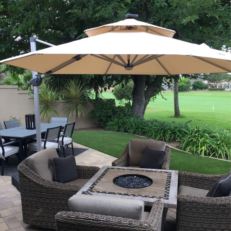 PURPLE LEAF Round Solar Lighted Cantilever Umbrella Outside Patio Umbrella with Lights - Image 43