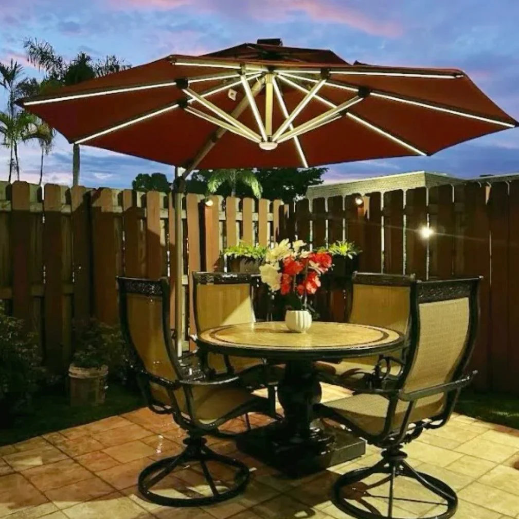 PURPLE LEAF Round Solar Lighted Cantilever Umbrella Outside Patio Umbrella with Lights - Image 65