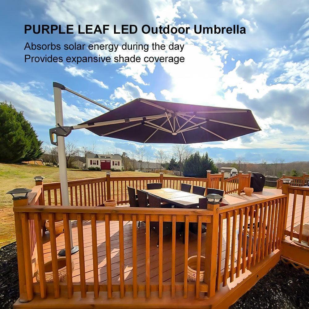 PURPLE LEAF Round Solar Lighted Cantilever Umbrella Outside Patio Umbrella with Lights - Image 161
