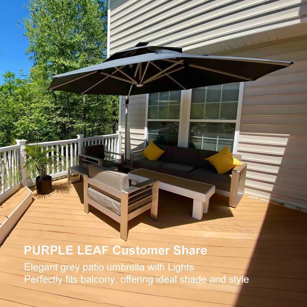 PURPLE LEAF Round Solar Lighted Cantilever Umbrella Outside Patio Umbrella with Lights - Image 162