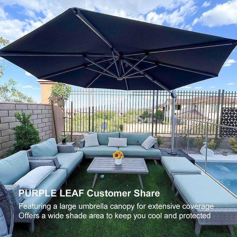 PURPLE LEAF Round Solar Lighted Cantilever Umbrella Outside Patio Umbrella with Lights - Image 163