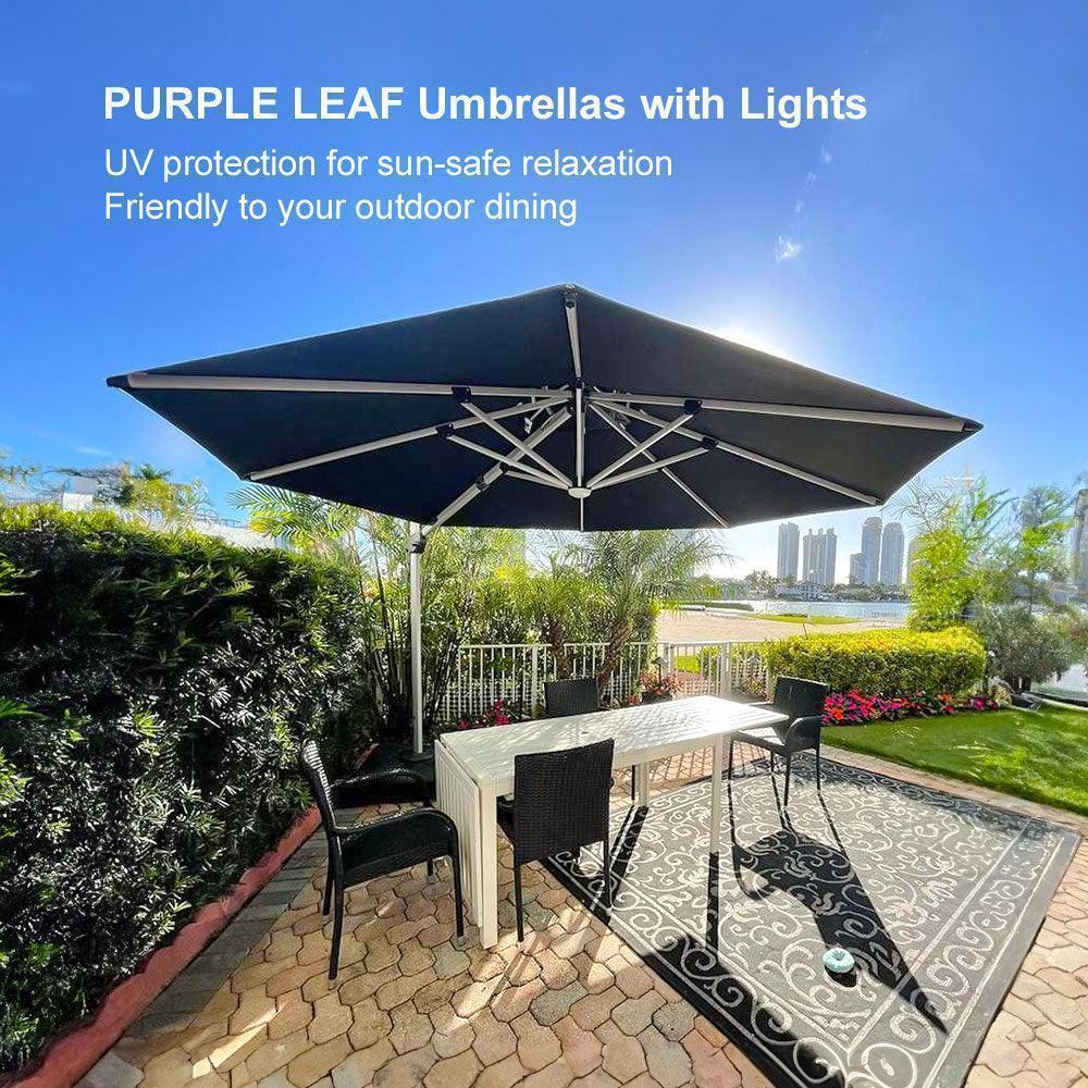 PURPLE LEAF Round Solar Lighted Cantilever Umbrella Outside Patio Umbrella with Lights - Image 164
