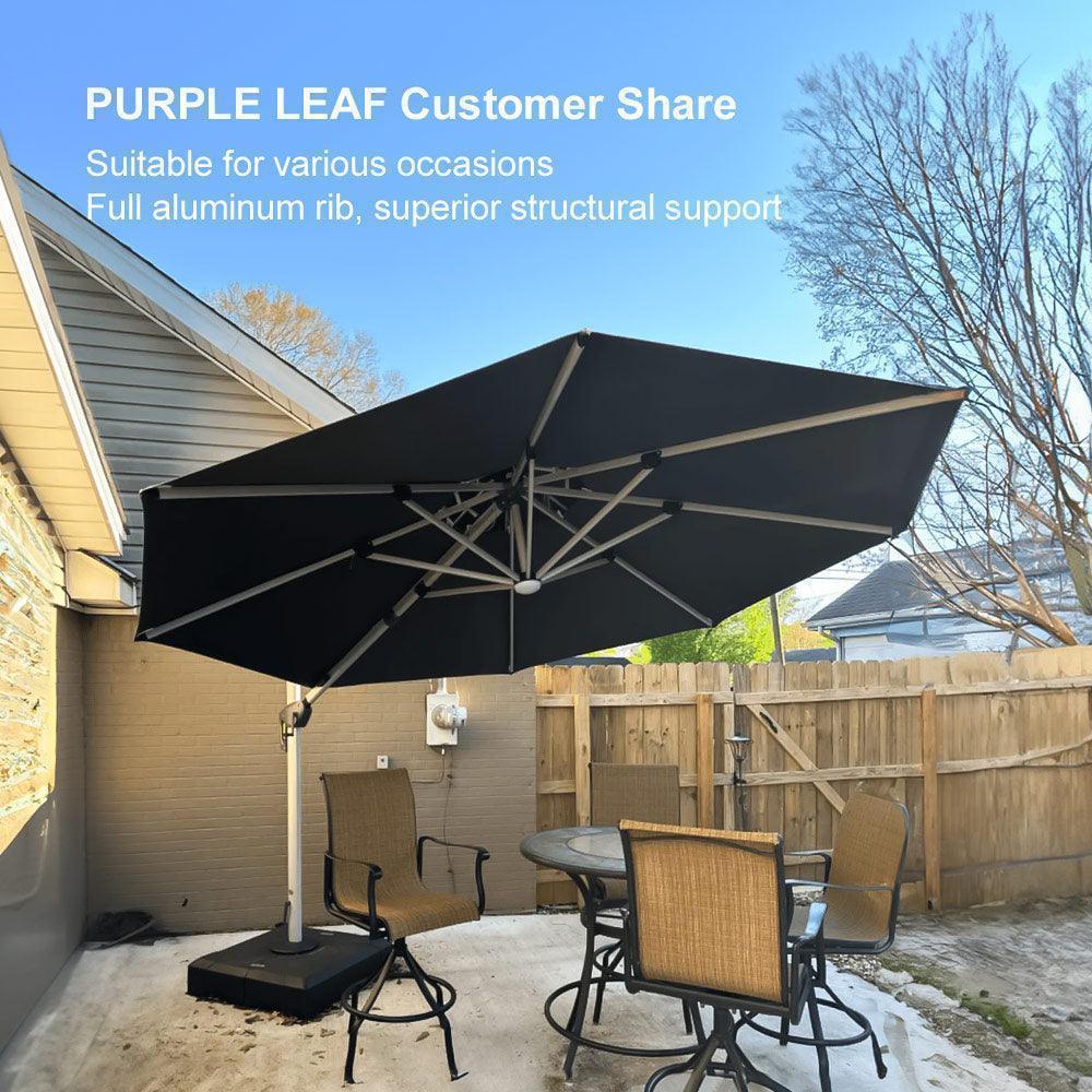 PURPLE LEAF Round Solar Lighted Cantilever Umbrella Outside Patio Umbrella with Lights - Image 165