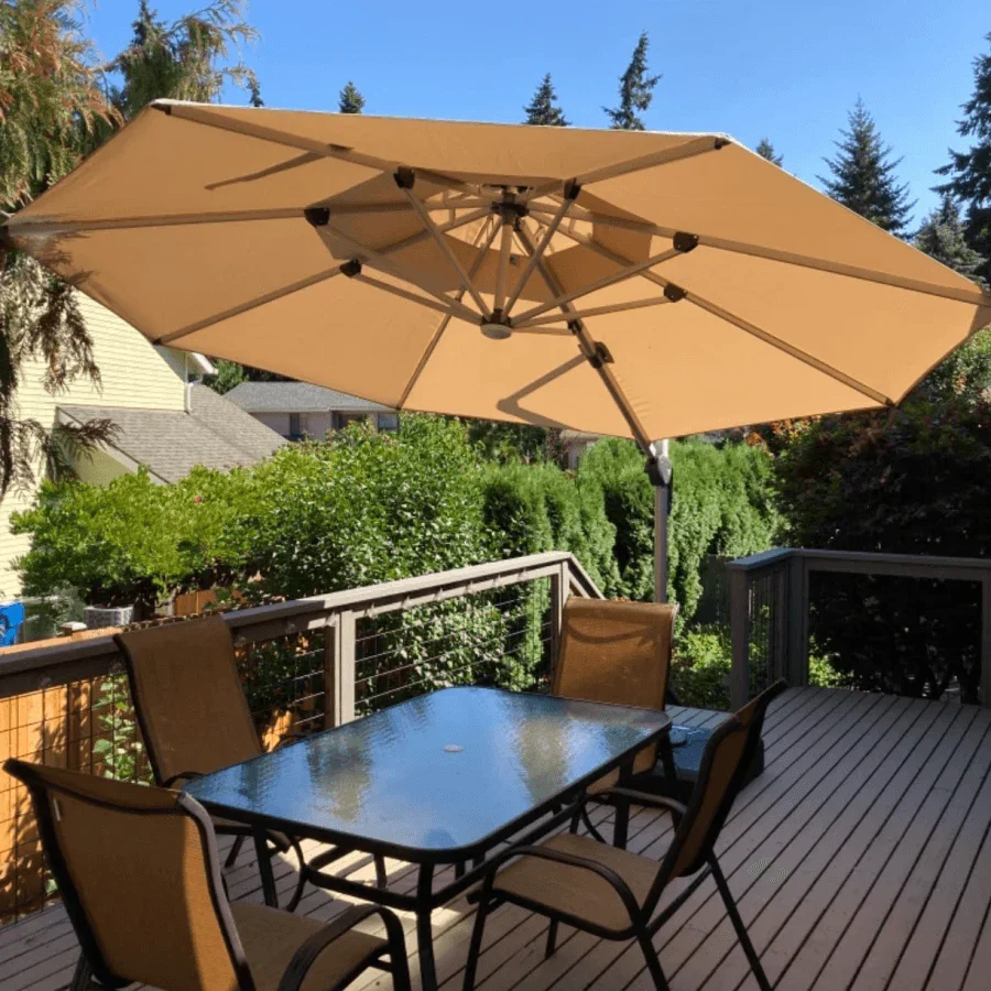 PURPLE LEAF Round Solar Lighted Cantilever Umbrella Outside Patio Umbrella with Lights - Image 10