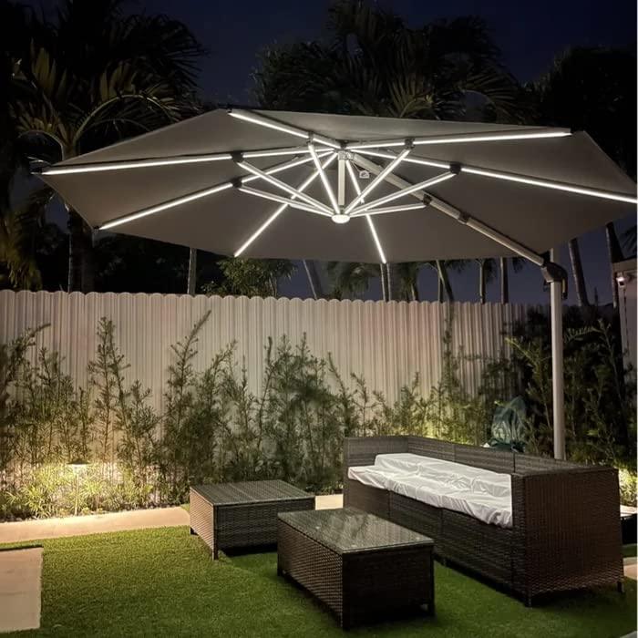 PURPLE LEAF Round Solar Lighted Cantilever Umbrella Outside Patio Umbrella with Lights - Image 9