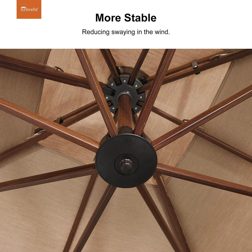 PURPLE LEAF SUNBRELLA Cantilever Umbrella Deluxe Wood Pattern Patio Umbrella - Image 10