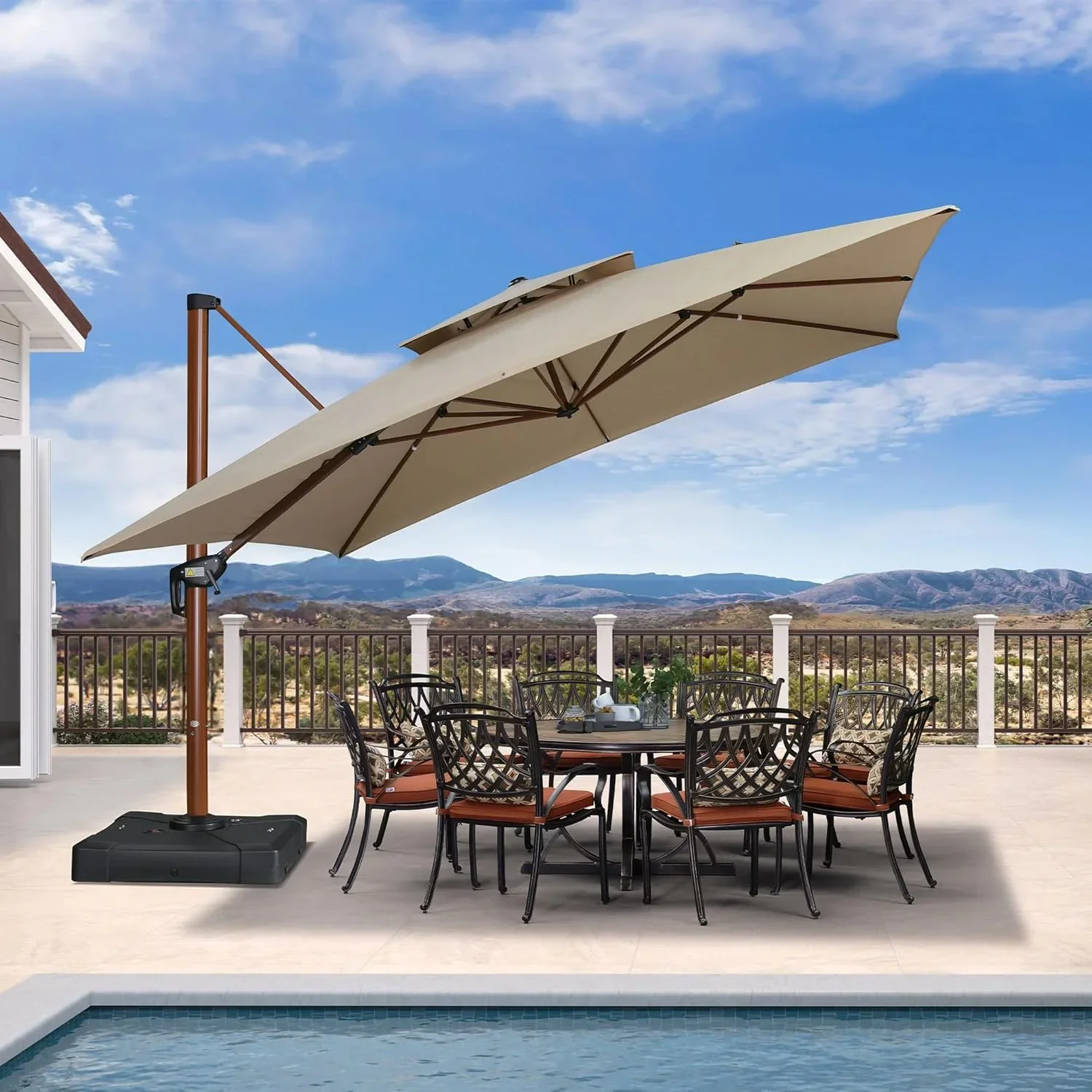 PURPLE LEAF SUNBRELLA Cantilever Umbrella Deluxe Wood Pattern Patio Umbrella - Image 102