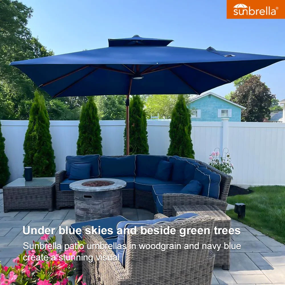 PURPLE LEAF SUNBRELLA Cantilever Umbrella Deluxe Wood Pattern Patio Umbrella - Image 107