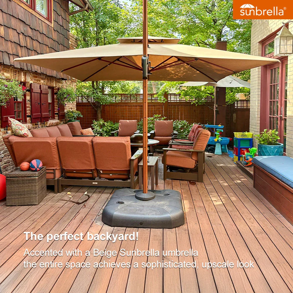 PURPLE LEAF SUNBRELLA Cantilever Umbrella Deluxe Wood Pattern Patio Umbrella - Image 110