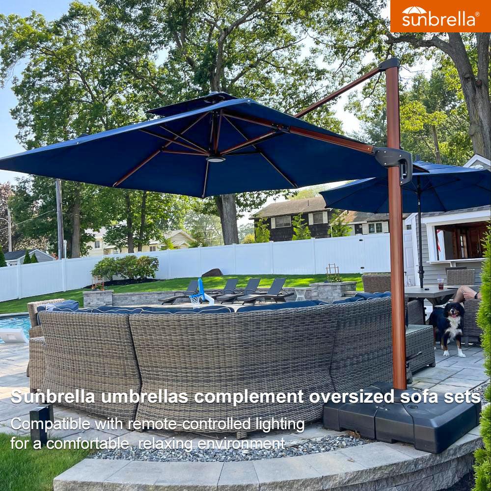 PURPLE LEAF SUNBRELLA Cantilever Umbrella Deluxe Wood Pattern Patio Umbrella - Image 111