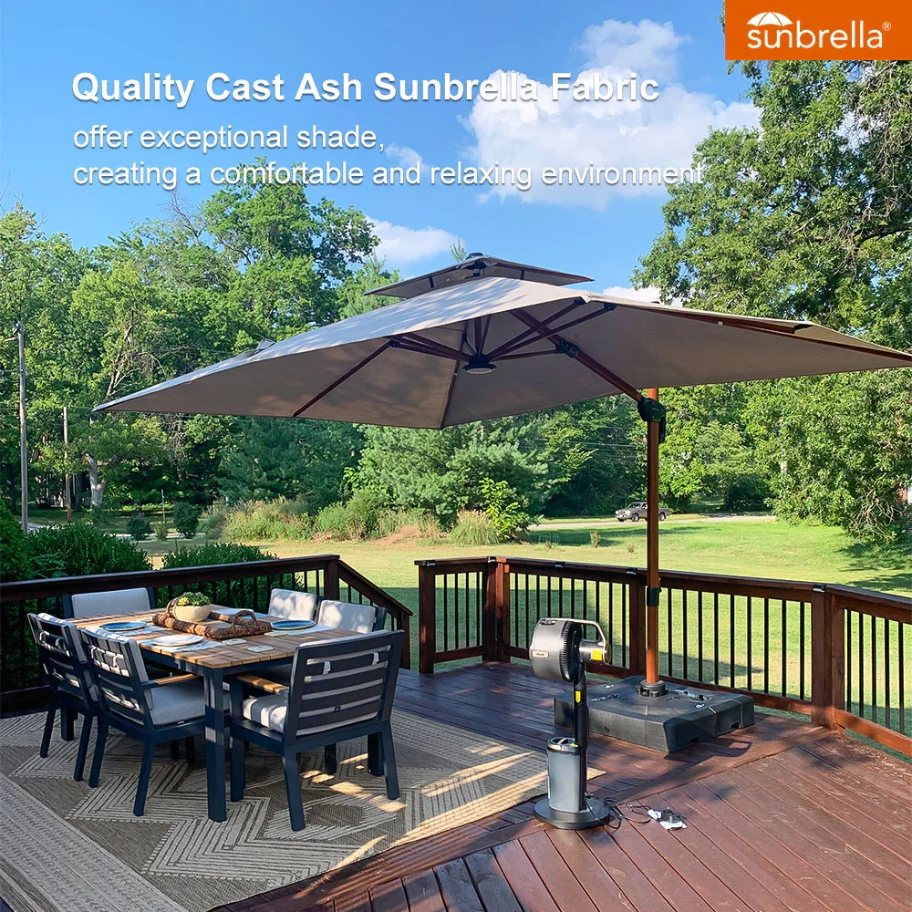 PURPLE LEAF SUNBRELLA Cantilever Umbrella Deluxe Wood Pattern Patio Umbrella - Image 112
