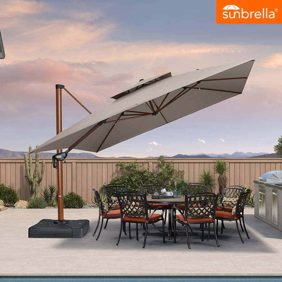 PURPLE LEAF SUNBRELLA Cantilever Umbrella Deluxe Wood Pattern Patio Umbrella - Image 116