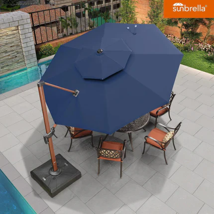 PURPLE LEAF SUNBRELLA Cantilever Umbrella Deluxe Wood Pattern Patio Umbrella - Image 117