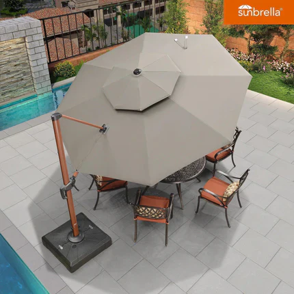 PURPLE LEAF SUNBRELLA Cantilever Umbrella Deluxe Wood Pattern Patio Umbrella - Image 119