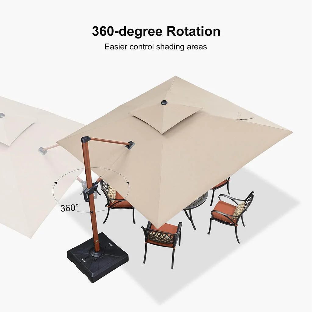 PURPLE LEAF SUNBRELLA Cantilever Umbrella Deluxe Wood Pattern Patio Umbrella - Image 12