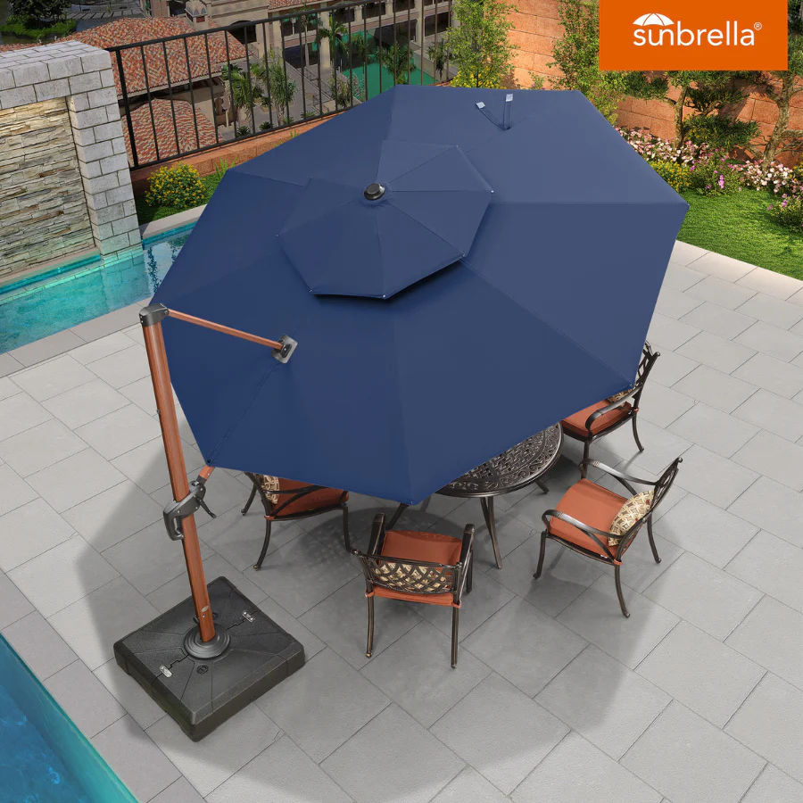 PURPLE LEAF SUNBRELLA Cantilever Umbrella Deluxe Wood Pattern Patio Umbrella - Image 127
