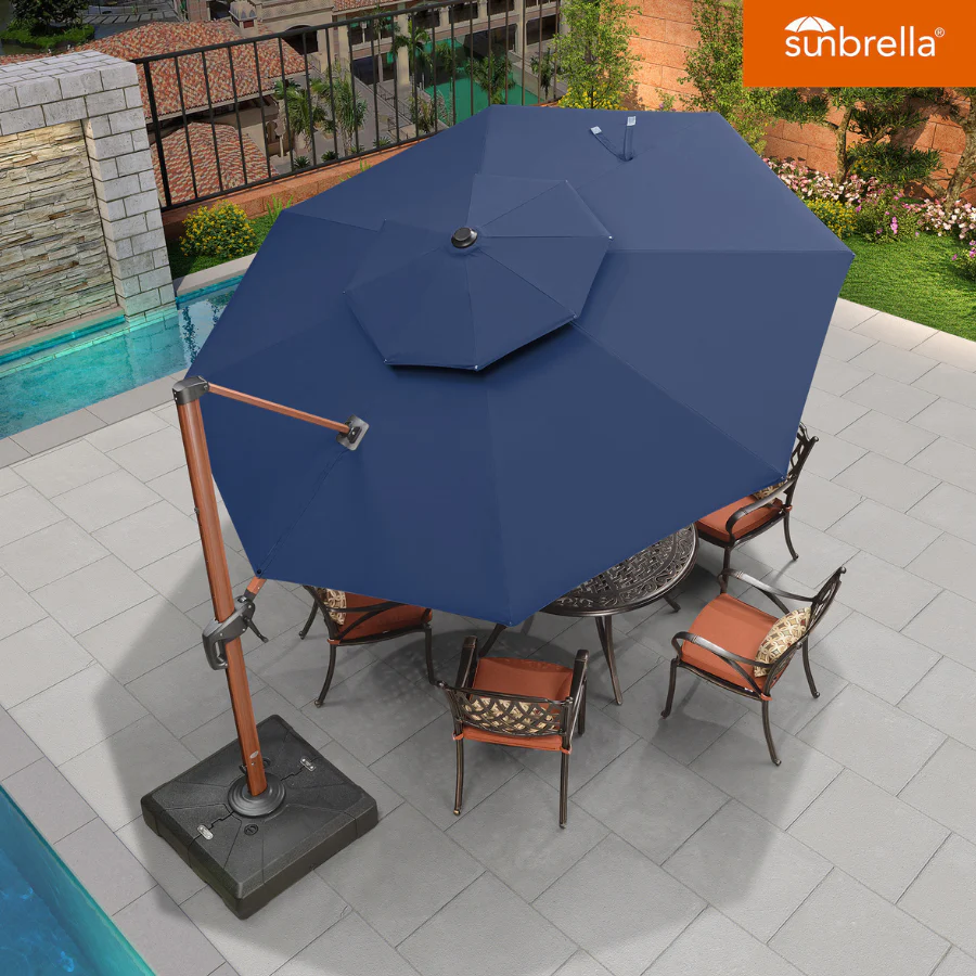 PURPLE LEAF SUNBRELLA Cantilever Umbrella Deluxe Wood Pattern Patio Umbrella - Image 132