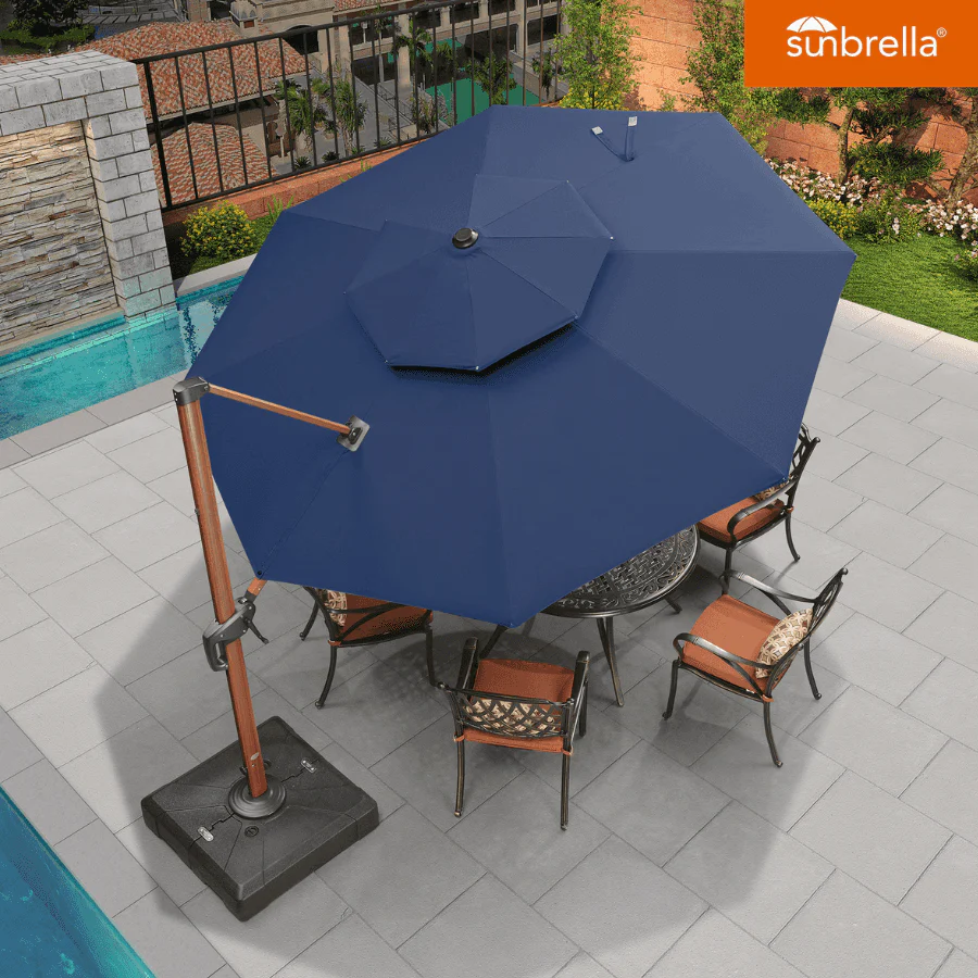 PURPLE LEAF SUNBRELLA Cantilever Umbrella Deluxe Wood Pattern Patio Umbrella - Image 133